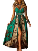 Vestido Boémio Estampado com Decote em V