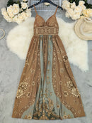 Vestido Boémio Estampado com Decote em V