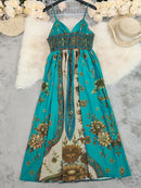 Vestido Boémio Estampado com Decote em V