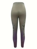 Leggings Femininas Góticas com Estampa Floral Vitoriana