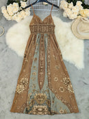 Vestido Boémio Estampado com Decote em V